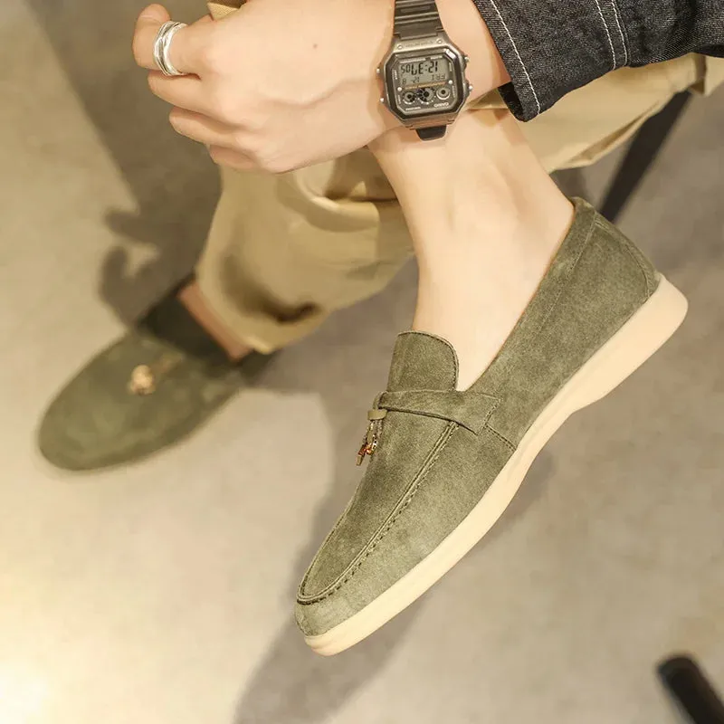 Advbridge  High-quality Luxury Green Moccasins Men Brand Suede Loafers Fashion Tassel Flat Casual Shoes Men Breathable Slip On Shoes 2024