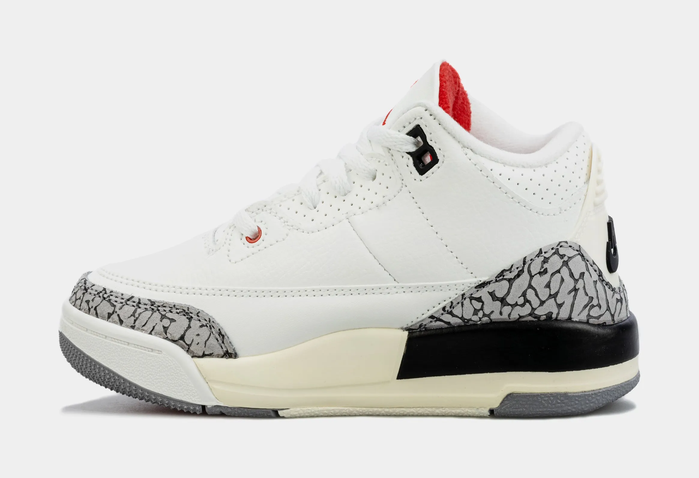 Air Jordan 3 Retro White Cement Reimagined Preschool Lifestyle Shoes (White/Grey)