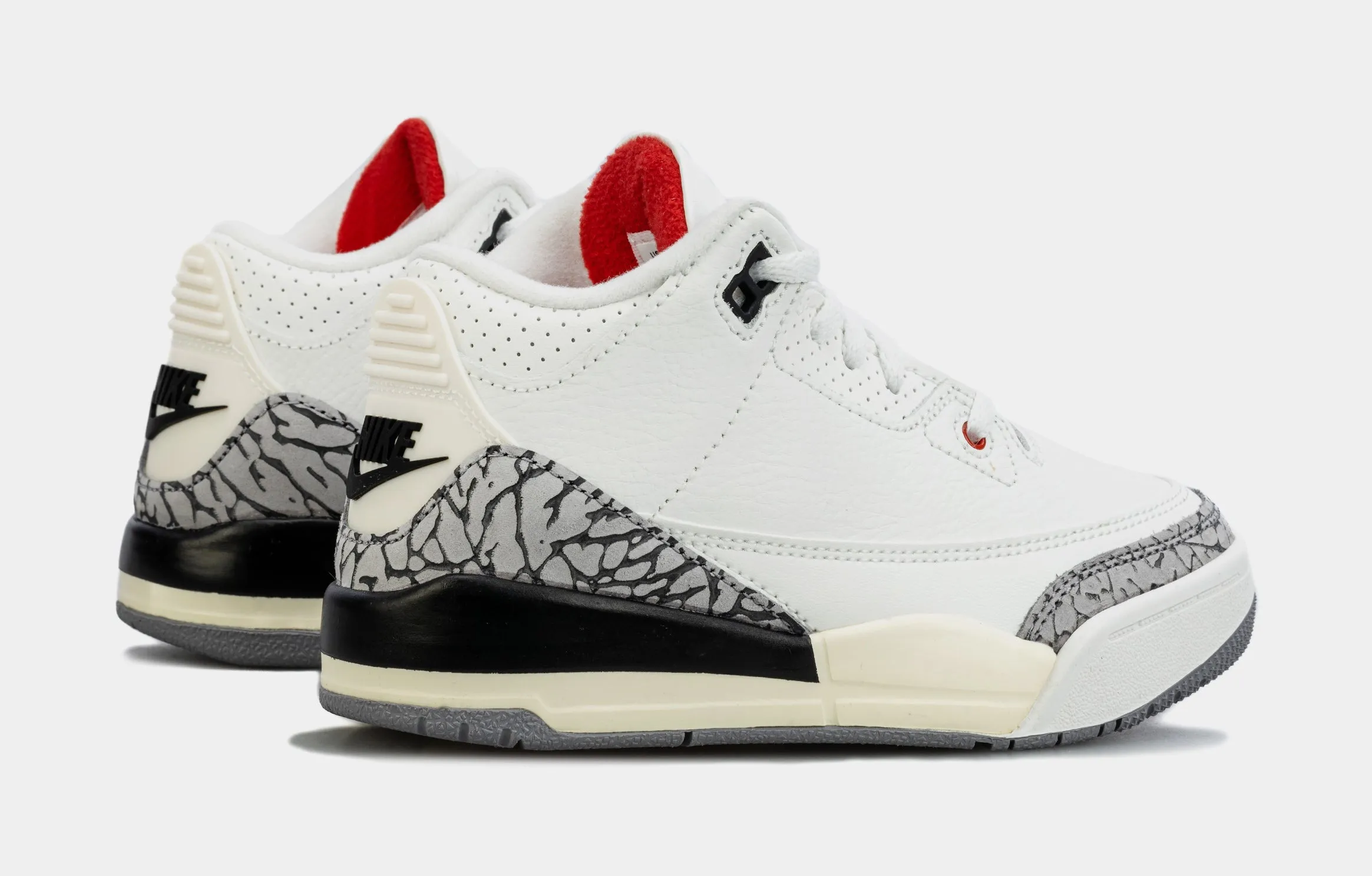 Air Jordan 3 Retro White Cement Reimagined Preschool Lifestyle Shoes (White/Grey)