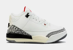 Air Jordan 3 Retro White Cement Reimagined Preschool Lifestyle Shoes (White/Grey)