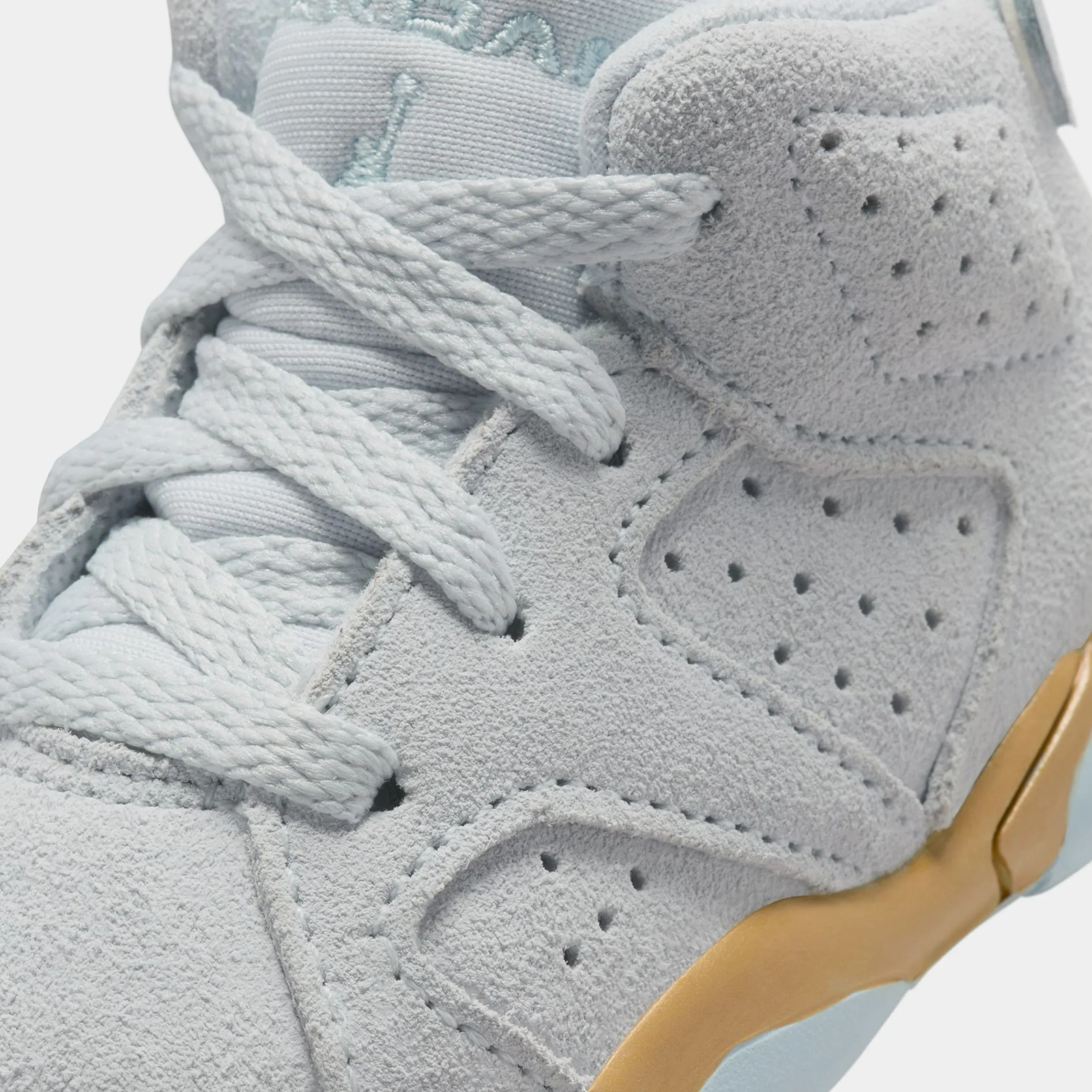 Air Jordan 6 Retro Pearl Infant Toddler Lifestyle Shoes (Pure Platinum/Glacier Blue/Metallic Gold)