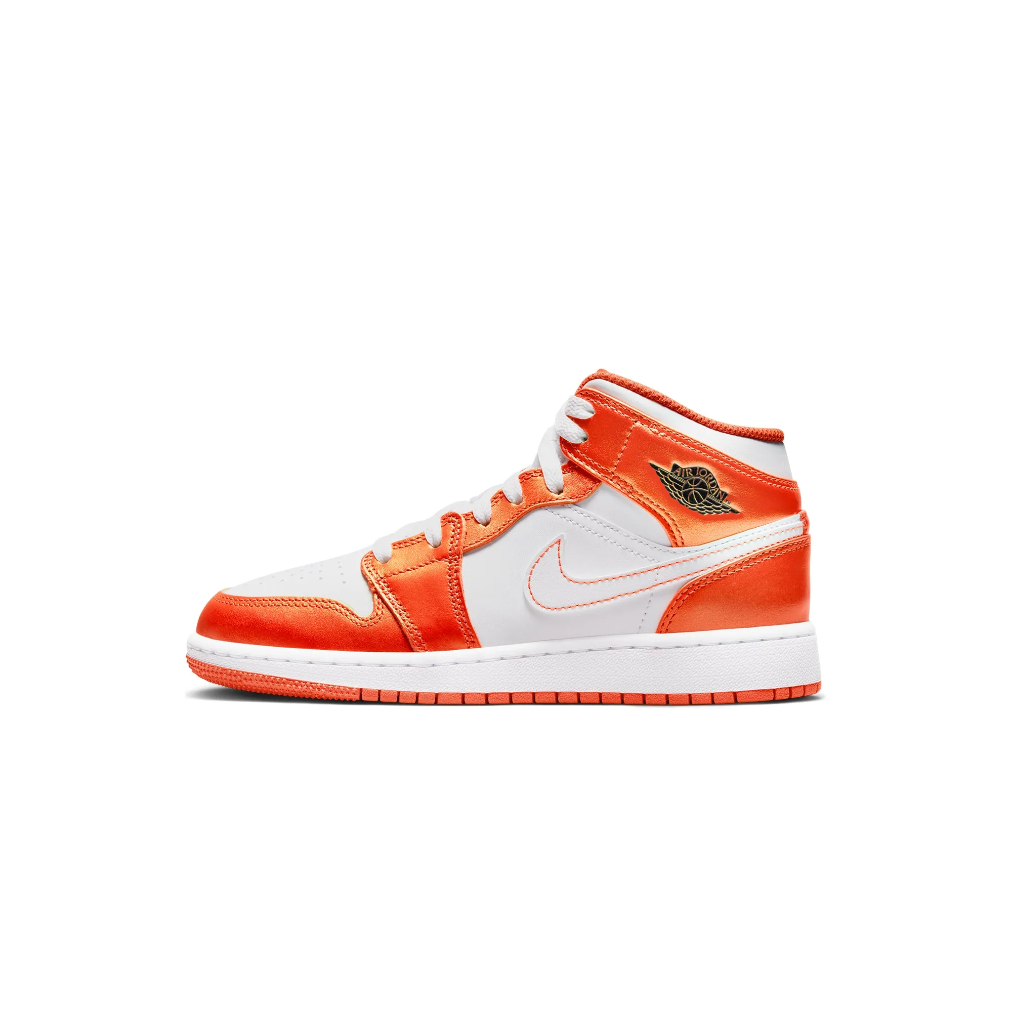 Air Jordan Kids 1 Mid SE GS Shoes Electro Orange/Black/White