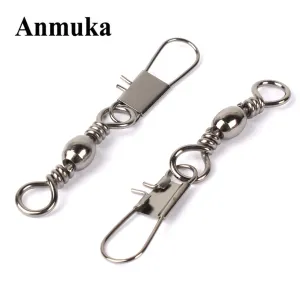 Anmuka 50pcs Stainless steel swivels interlock snap fishing lure tackles winter fishing gear accessories Connector copper swivel