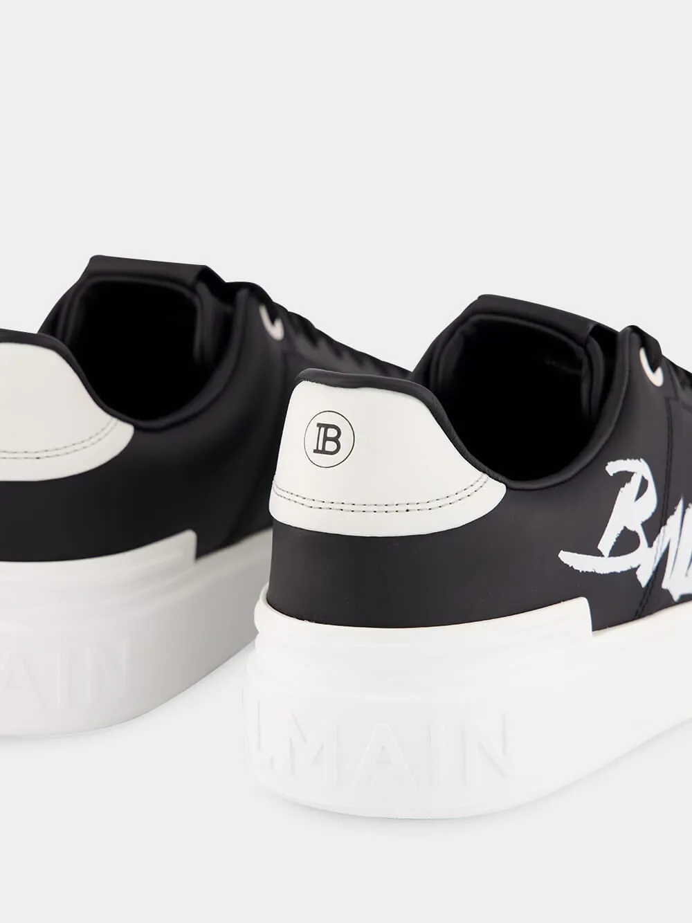 B-Court Calfskin Printed Logo Sneakers