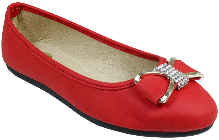 babe ladies ballerina shoes w/bow - red Case of 18