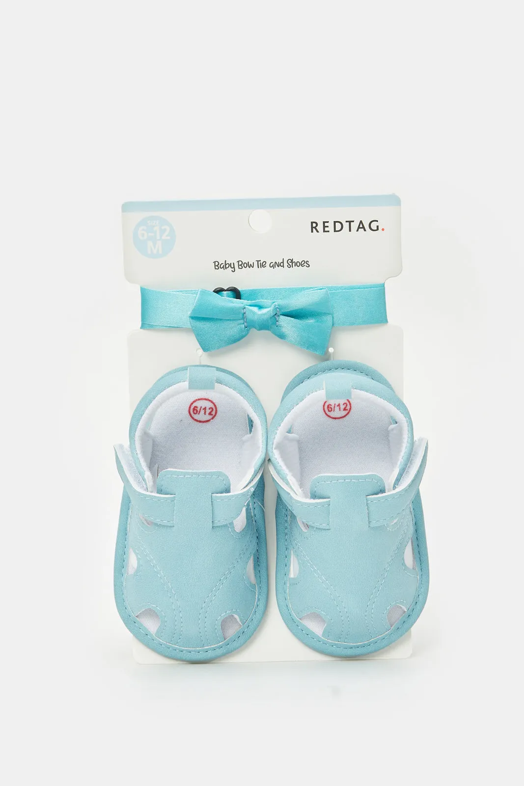 Babies Blue Pram Shoe With Bow Tie Set (2 Piece)