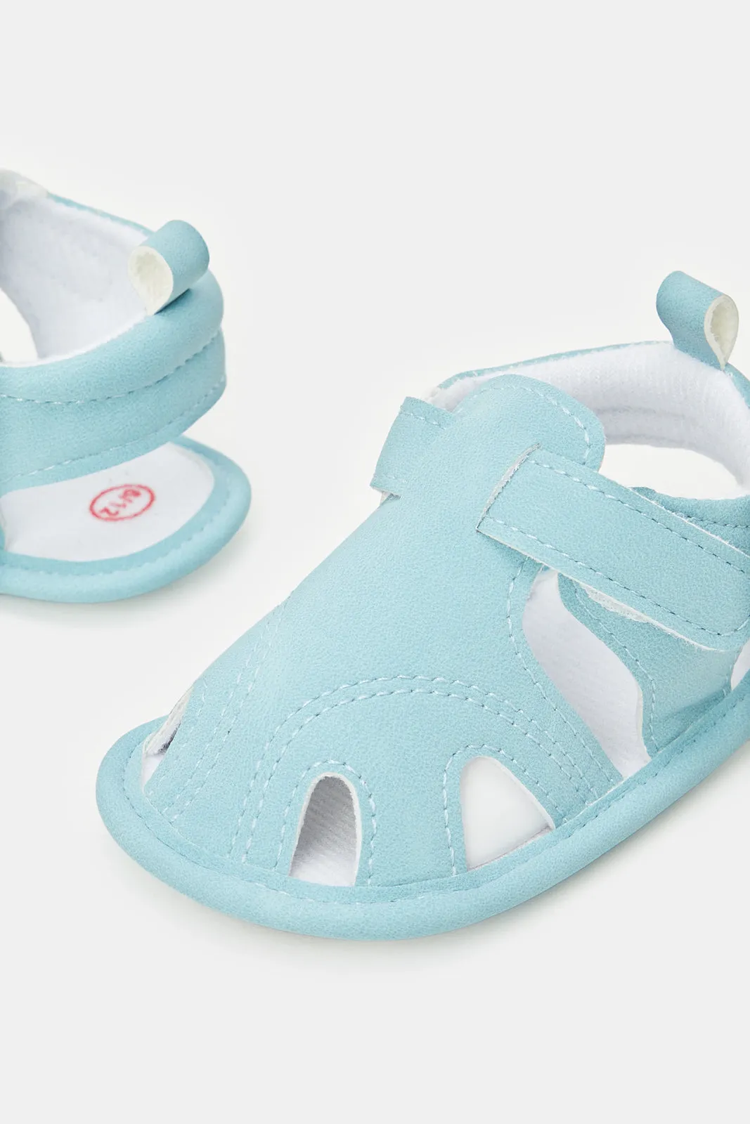 Babies Blue Pram Shoe With Bow Tie Set (2 Piece)