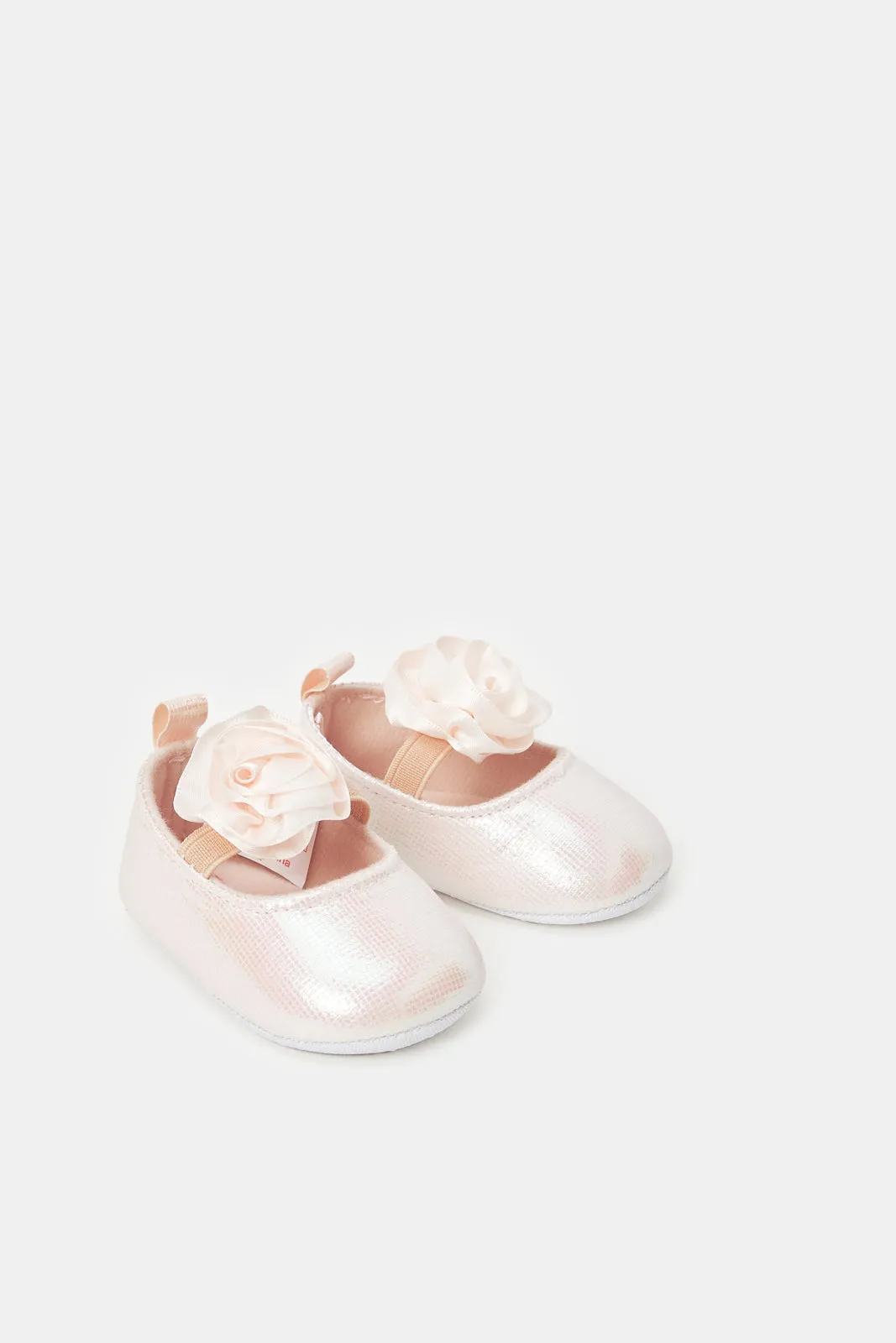 Babies Pink Floral Pram Shoes