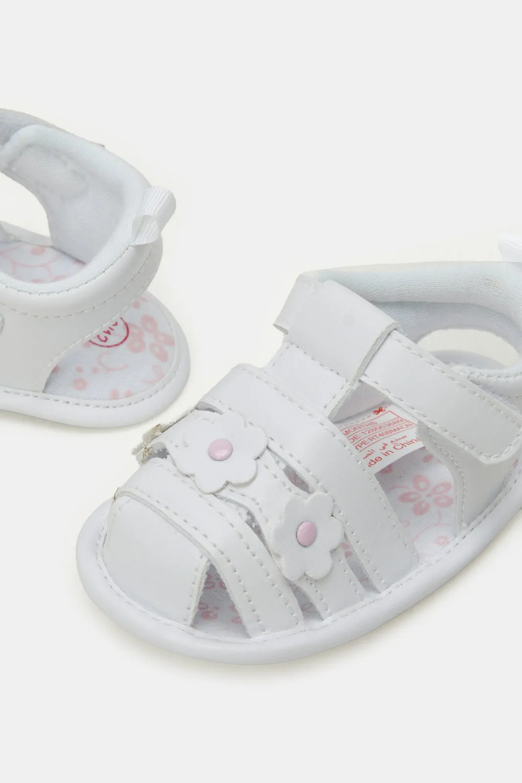 Baby Cream Floral Pram Shoe