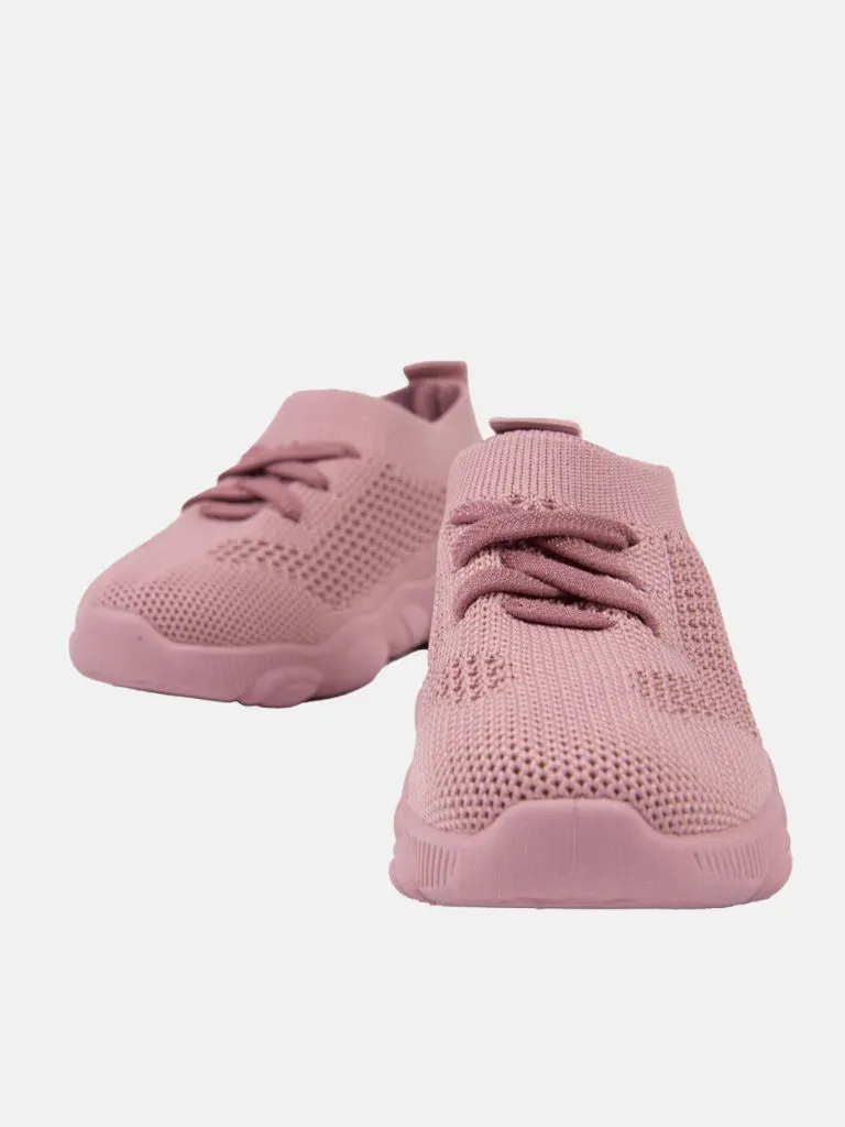 Baby Girl Mesh Sock Shoes Trainers with Teddy Design Sole - Dusty Pink