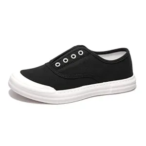 BENEKER Women's Canvas Sneaker Slip on Casual Shoes Low Top Fashion Sneakers Comfortable Walking Shoes Black 06