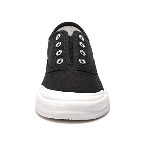 BENEKER Women's Canvas Sneaker Slip on Casual Shoes Low Top Fashion Sneakers Comfortable Walking Shoes Black 06