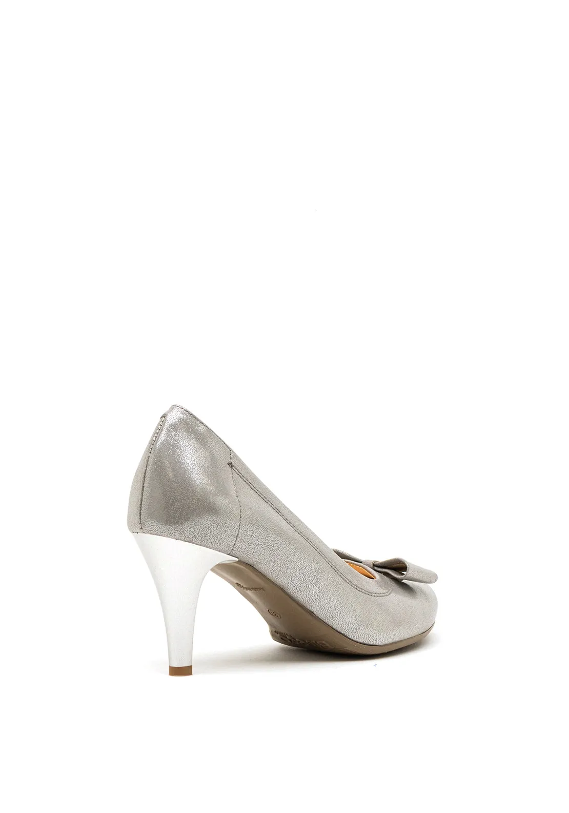 Bioeco by Arka Suede Shimmer Bow Court Shoes, Silver