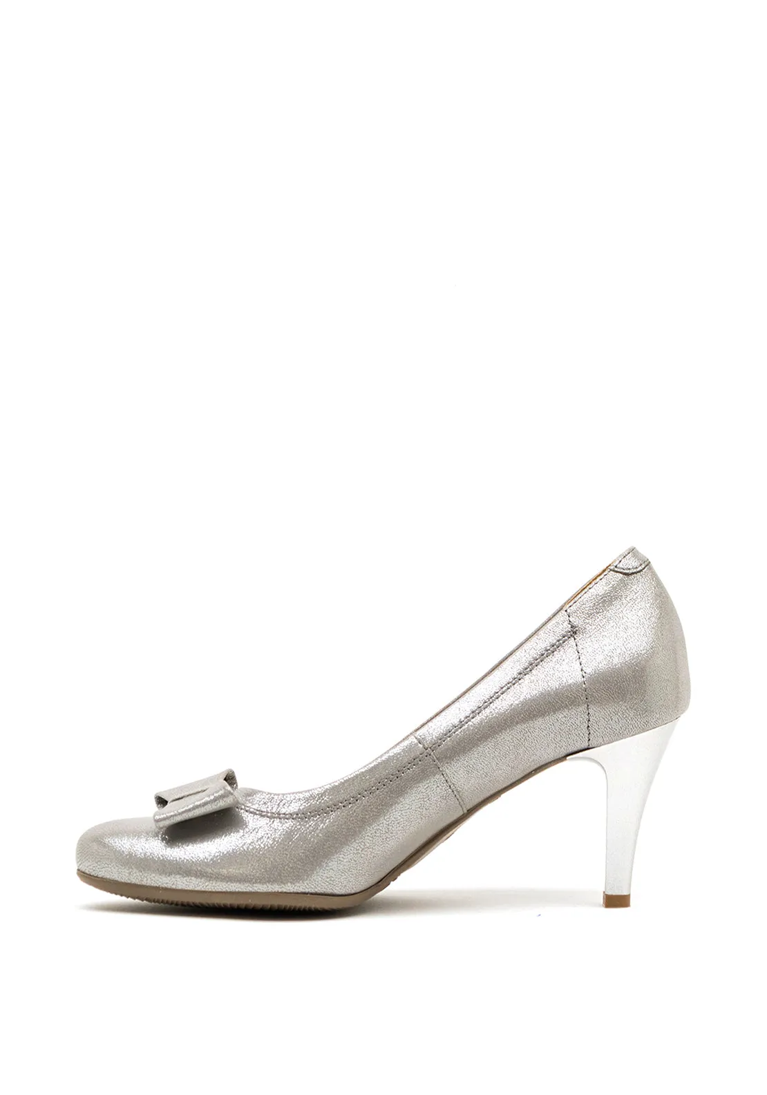 Bioeco by Arka Suede Shimmer Bow Court Shoes, Silver