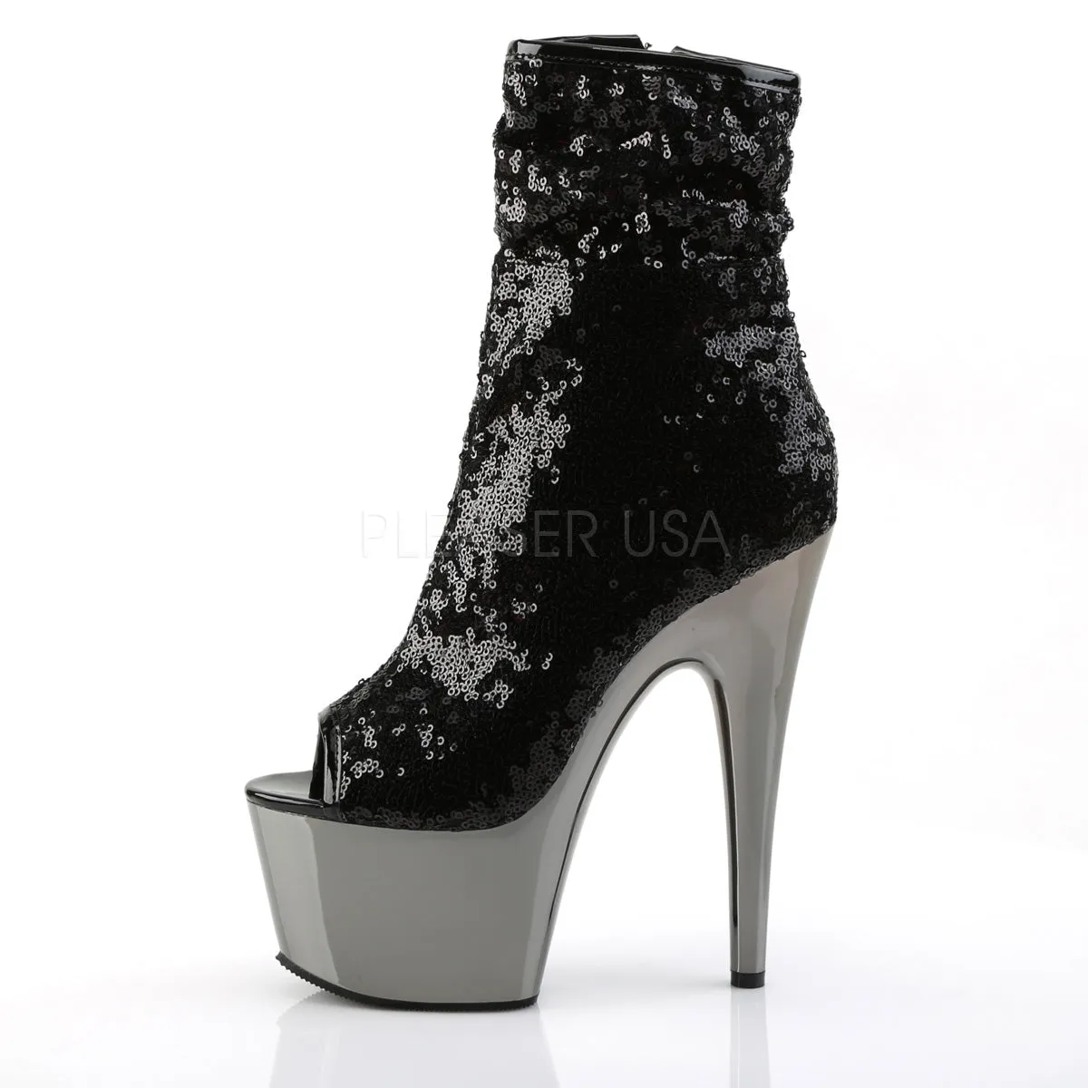 Black Chrome Plated Platform Peep Toe Adore-1008SQ