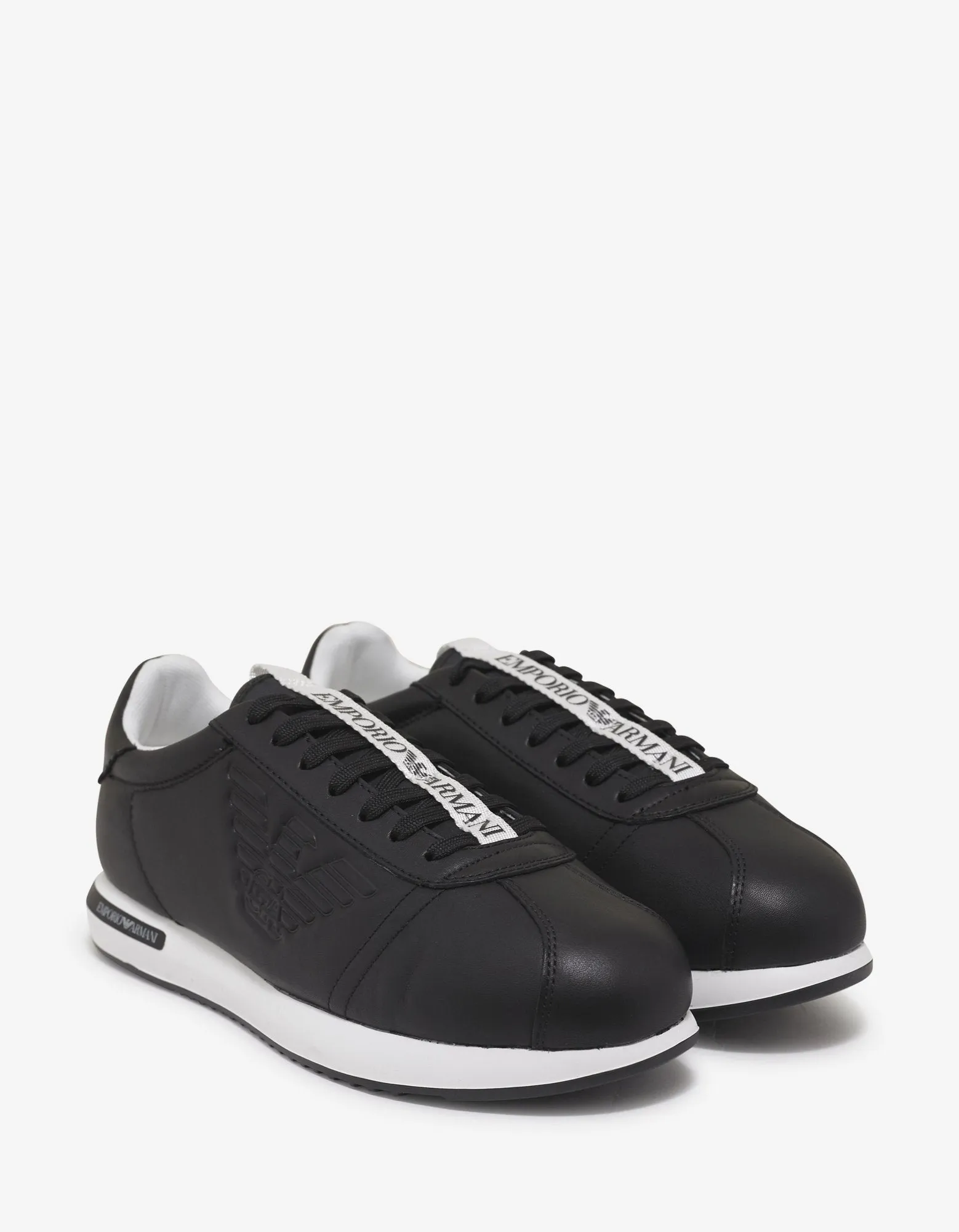 Black Eagle Embossed Leather Trainers