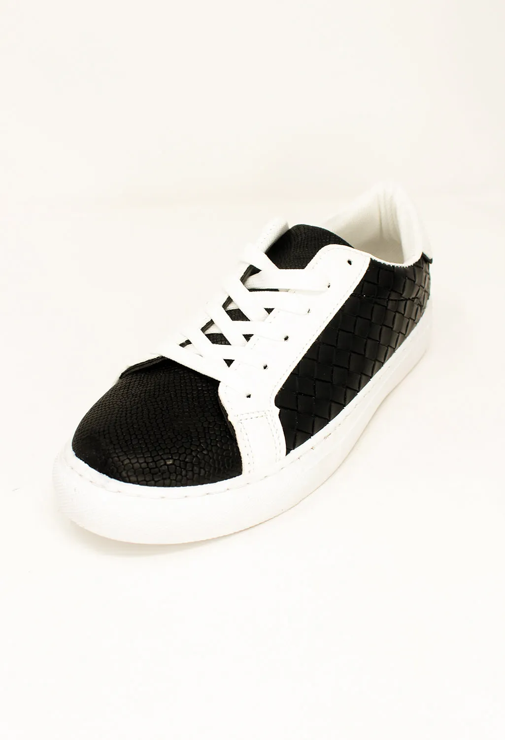 Black Faux Leather Trainers