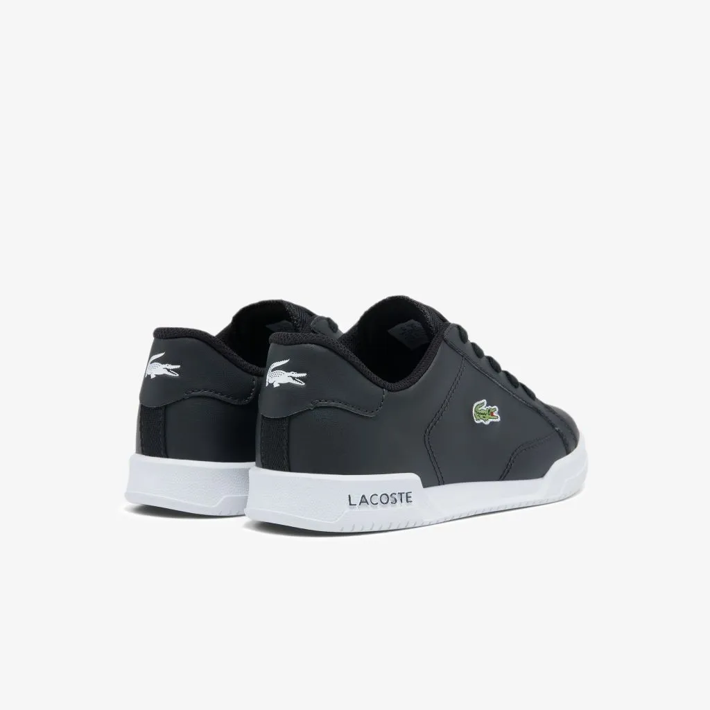 Black Logo Leather Trainers