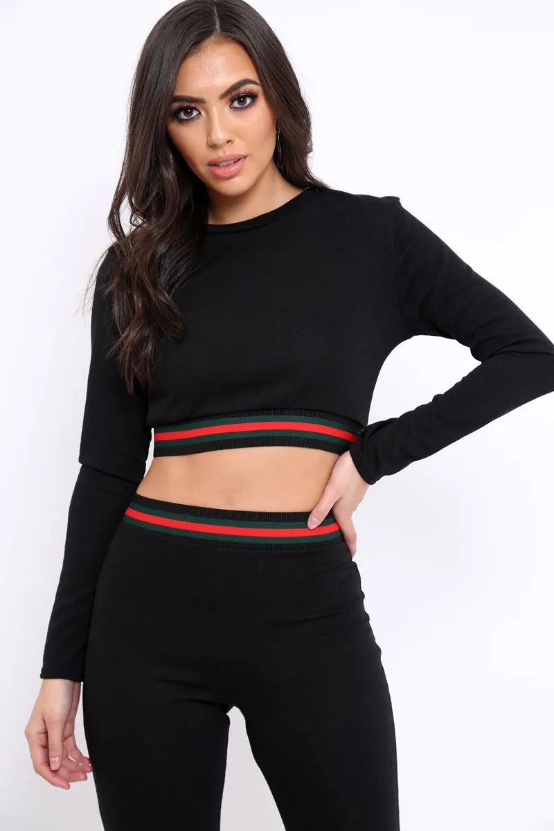 Black Tracksuit with Red Green and Black Side Stripe - Nessa