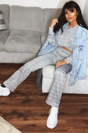 Black White Check Sweatshirt Tracksuit - Kailey