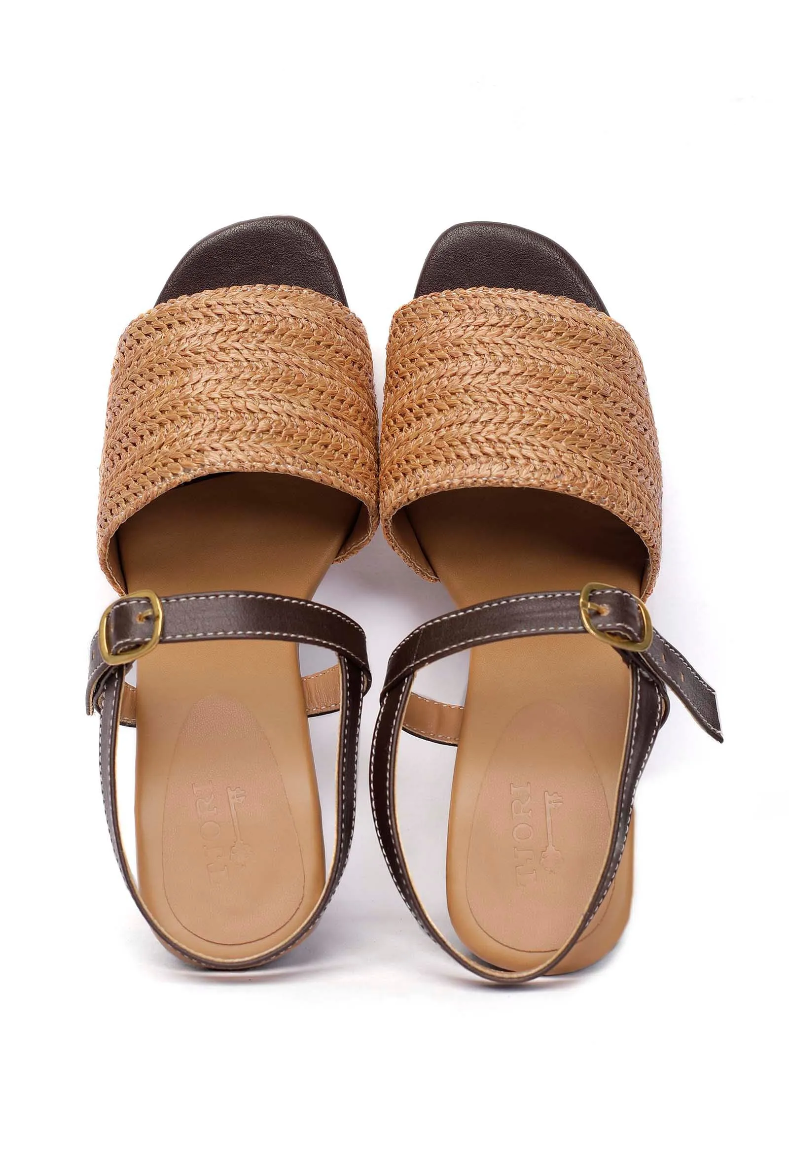 Blanca Raffia Weave Strap Sandals