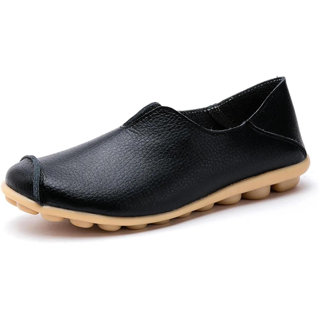 Blisscomfy Wide Toe Box & Wide Size Leather Moccasin - Basic Colors