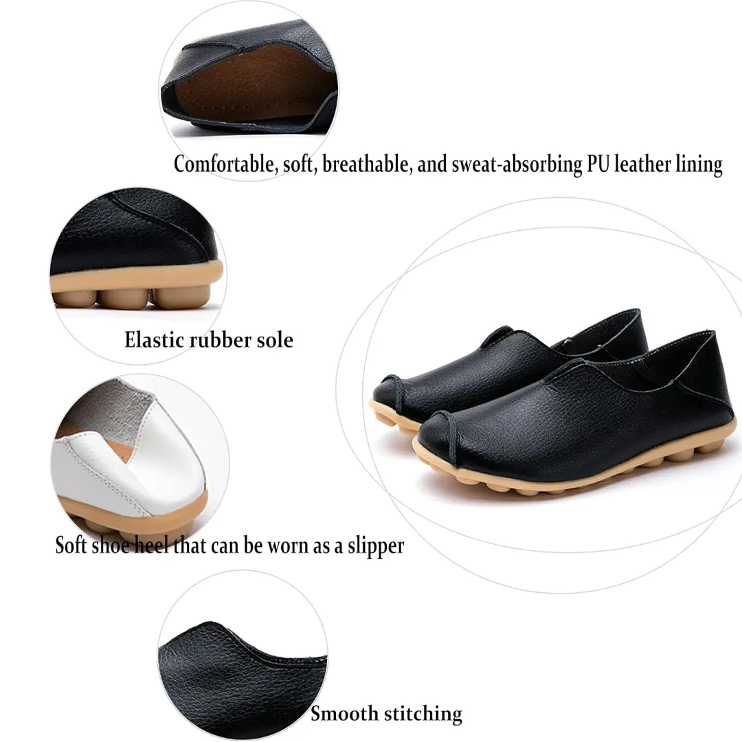 Blisscomfy Wide Toe Box & Wide Size Leather Moccasin - Basic Colors