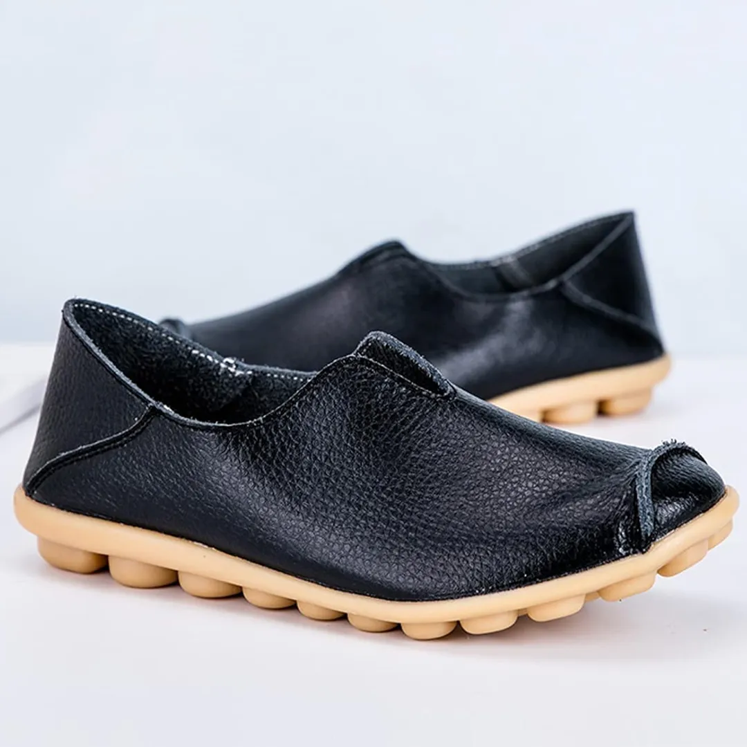 Blisscomfy Wide Toe Box & Wide Size Leather Moccasin - Basic Colors