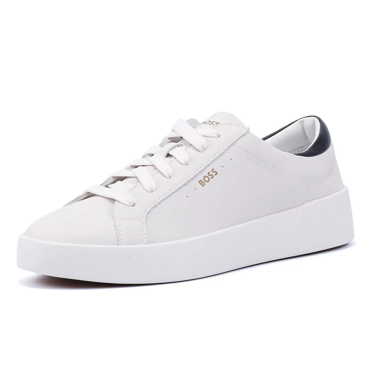 Boss Belwar Tennis Tumble Leather Men's White Trainers