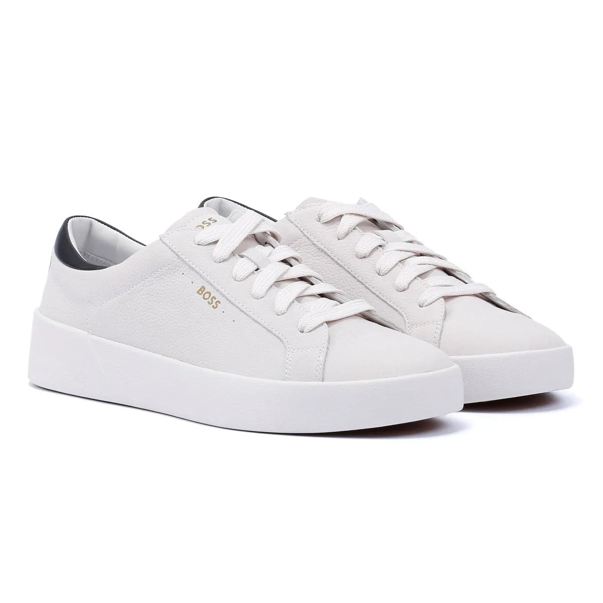 Boss Belwar Tennis Tumble Leather Men's White Trainers