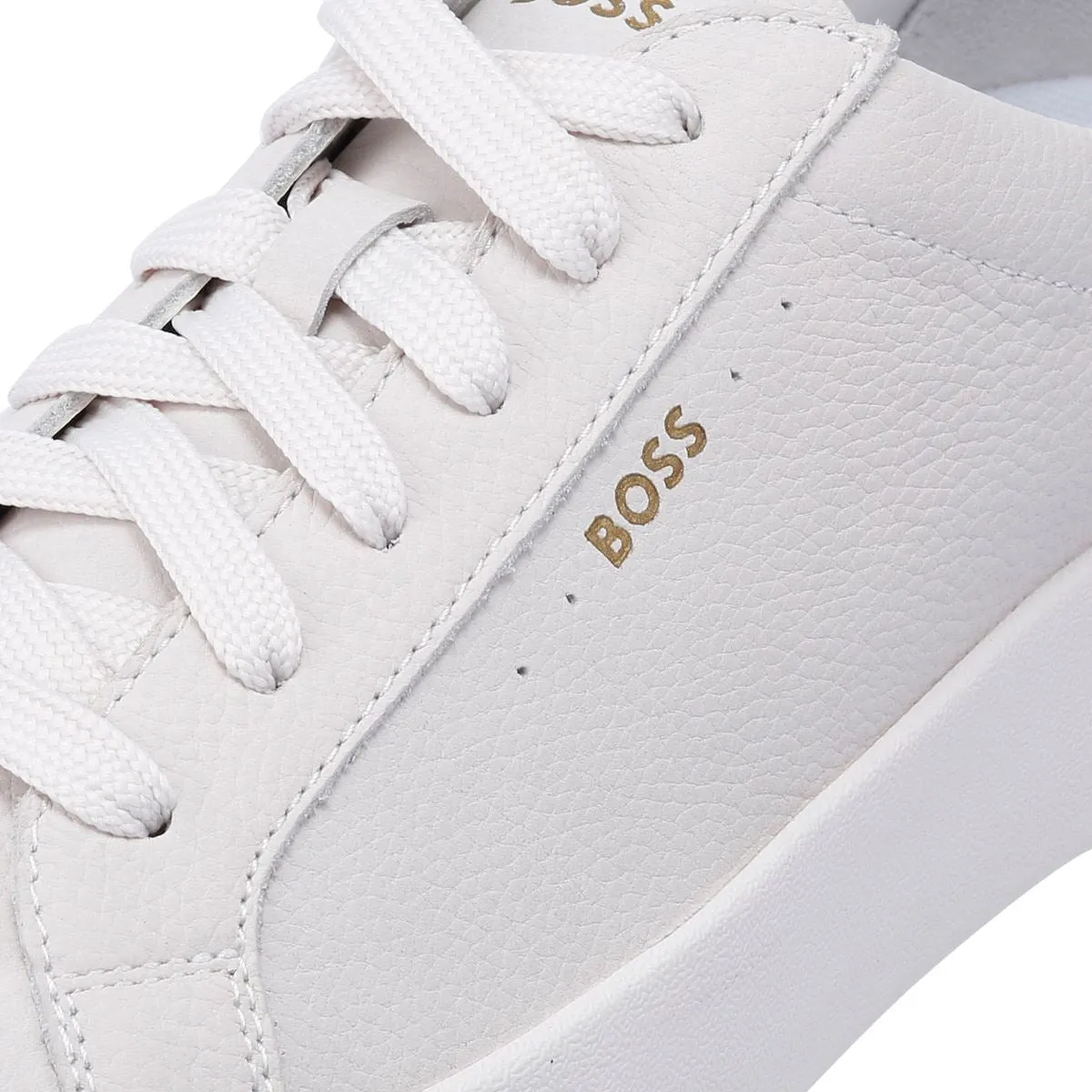 Boss Belwar Tennis Tumble Leather Men's White Trainers