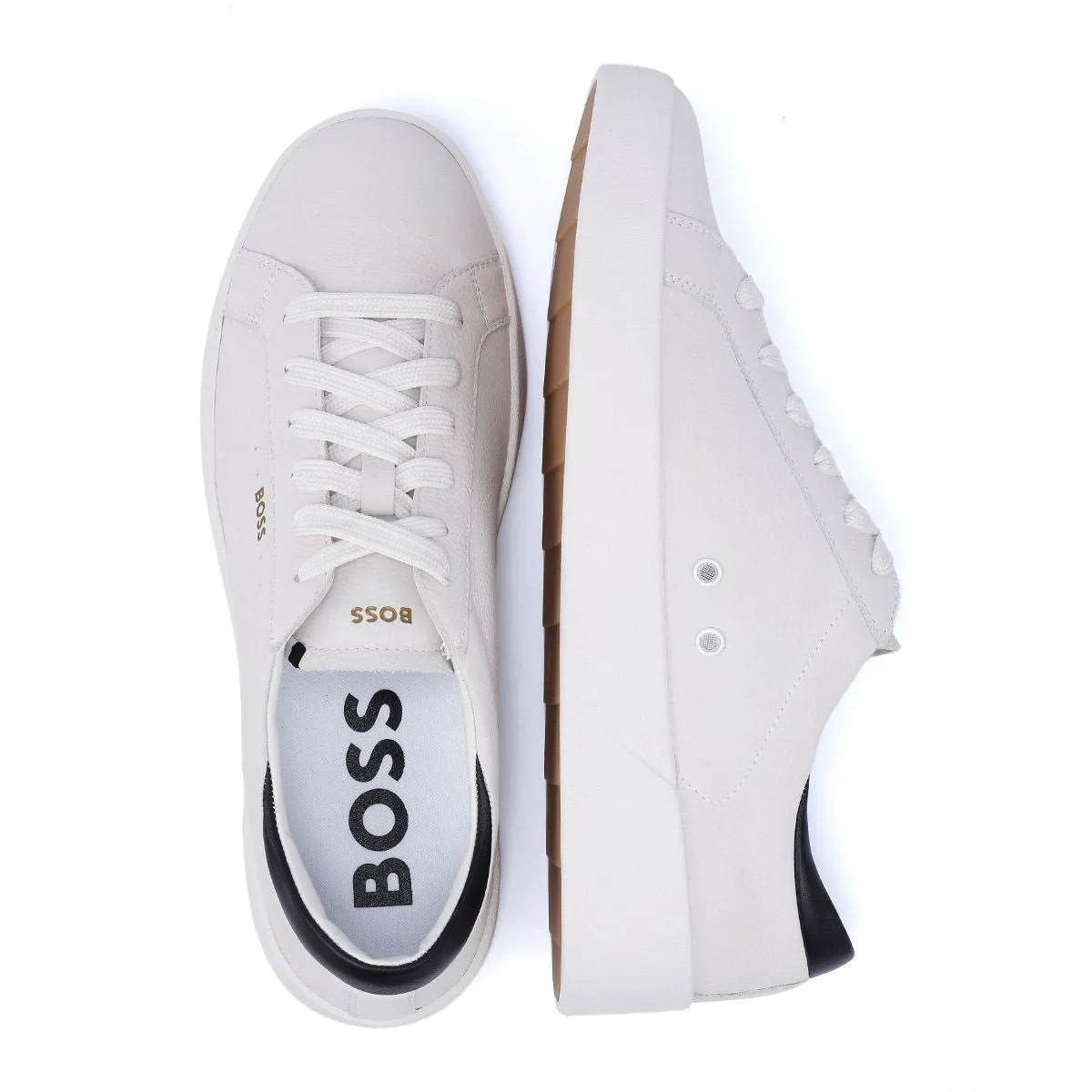 Boss Belwar Tennis Tumble Leather Men's White Trainers