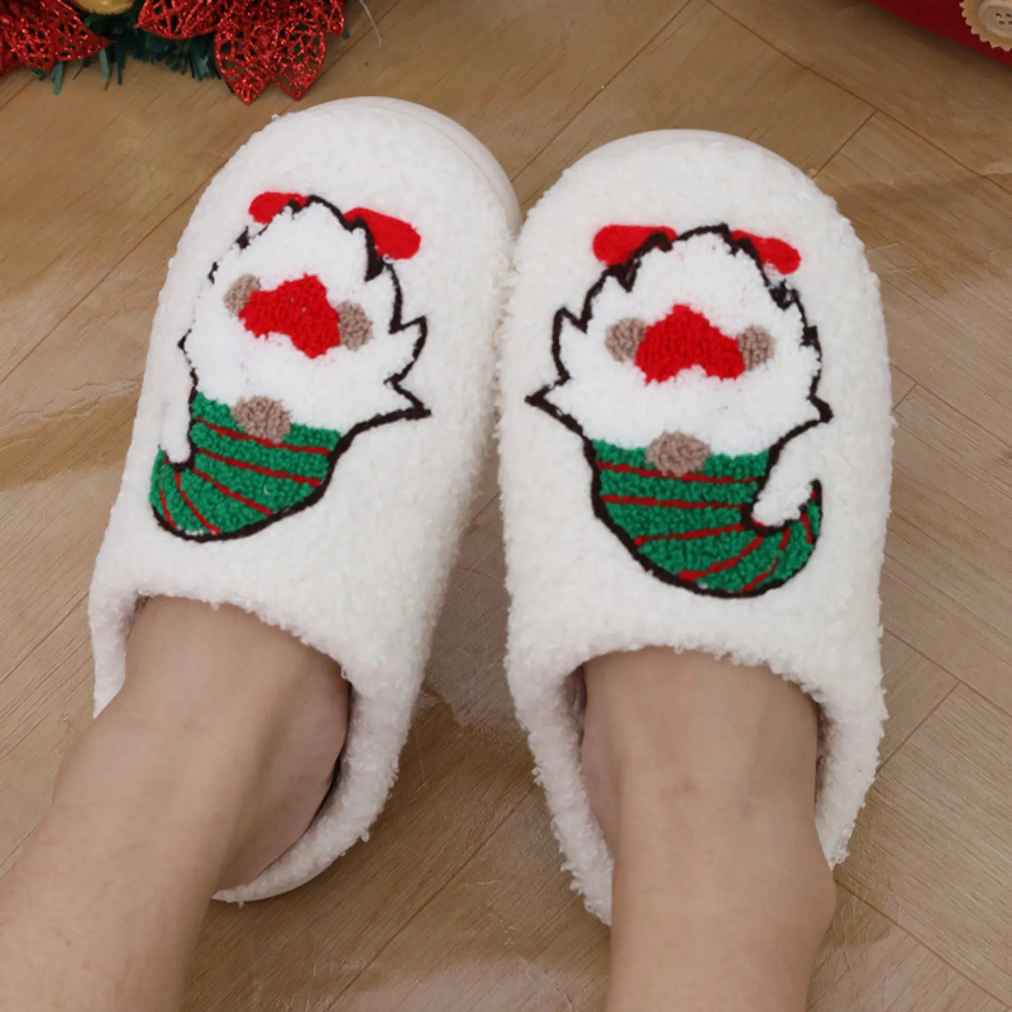 Cartoon Santa Claus Slippers – Warm Christmas Shoes for Men & Women