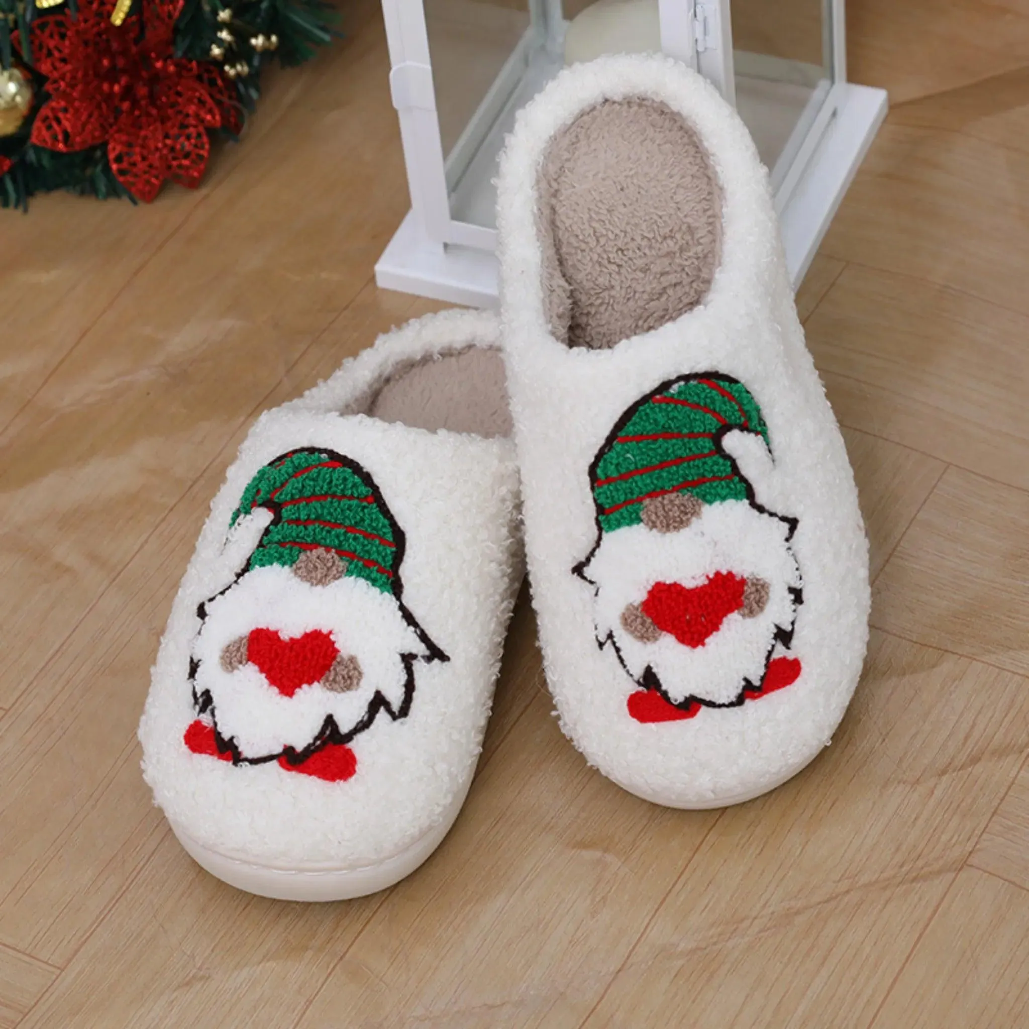 Cartoon Santa Claus Slippers – Warm Christmas Shoes for Men & Women