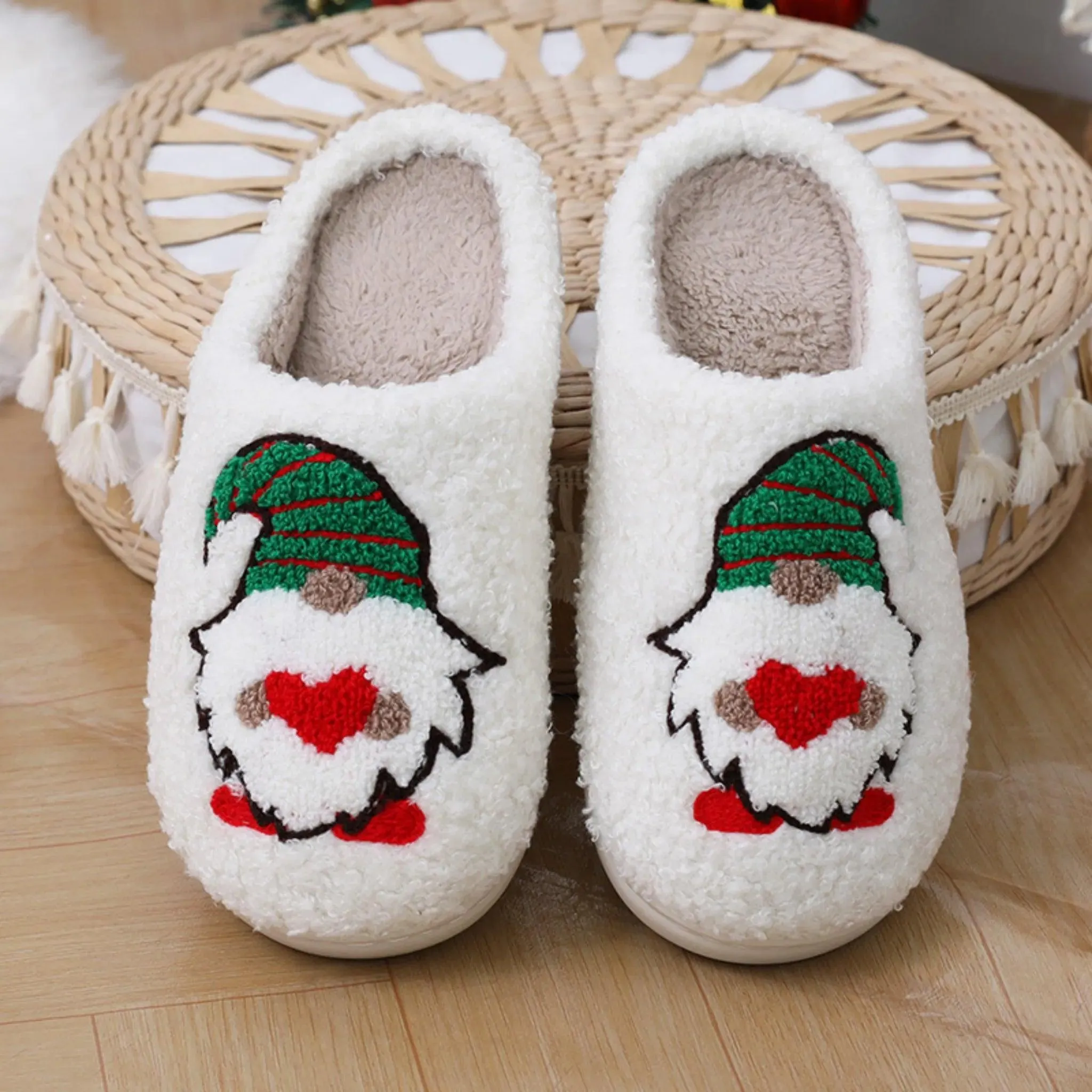 Cartoon Santa Claus Slippers – Warm Christmas Shoes for Men & Women