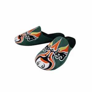 Chinese Opera Man Slippers By Betta, Green Cheng Yaojin