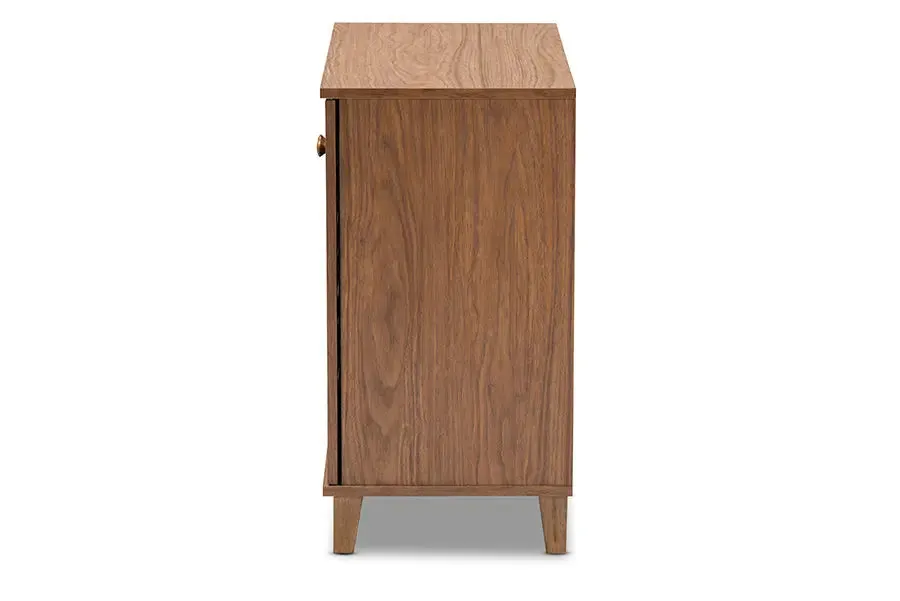 Clevedon Walnut Finished 4-Shelf Wood Shoe Storage Cabinet