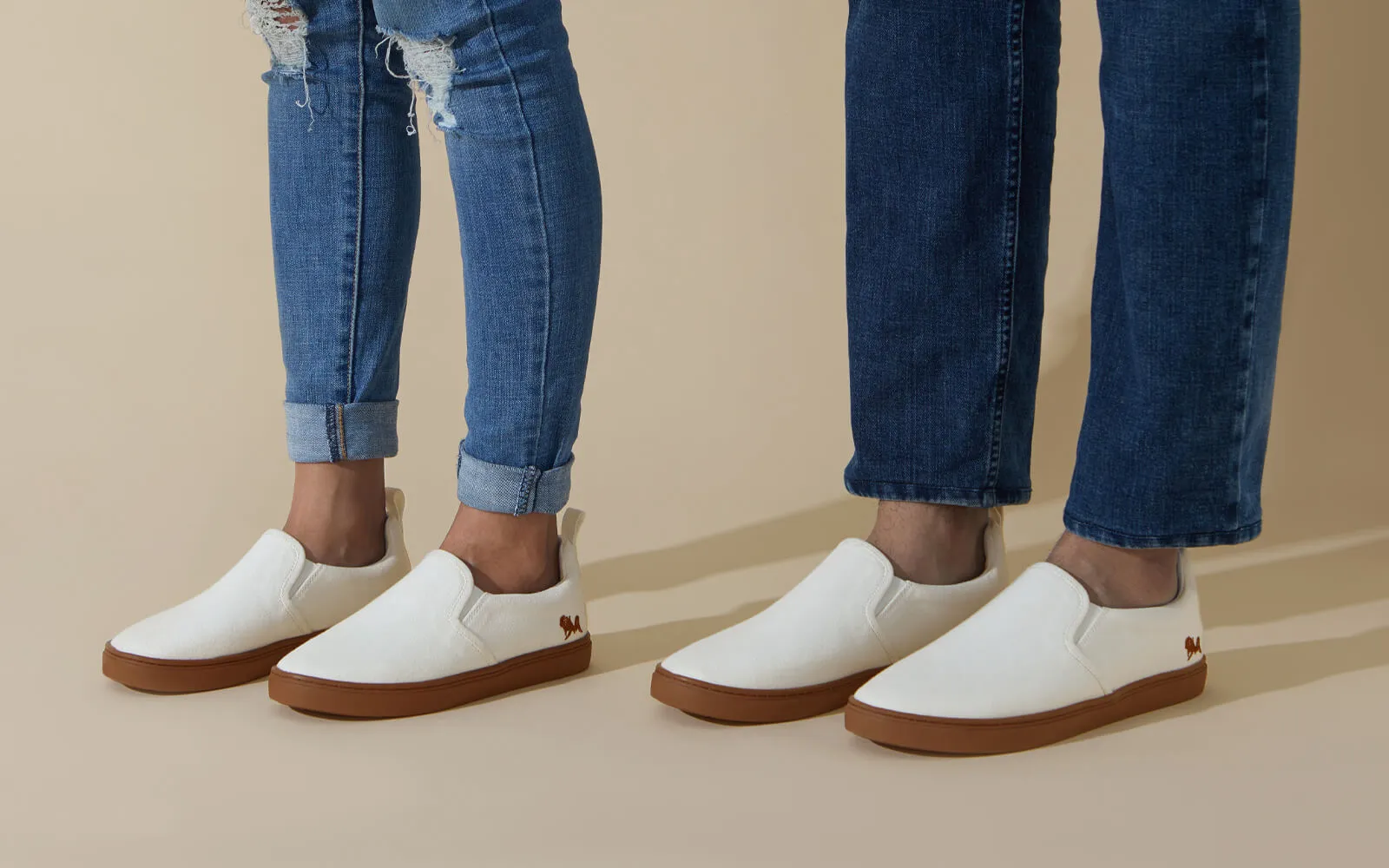 Cotton Slip Ons : Ivory Brown