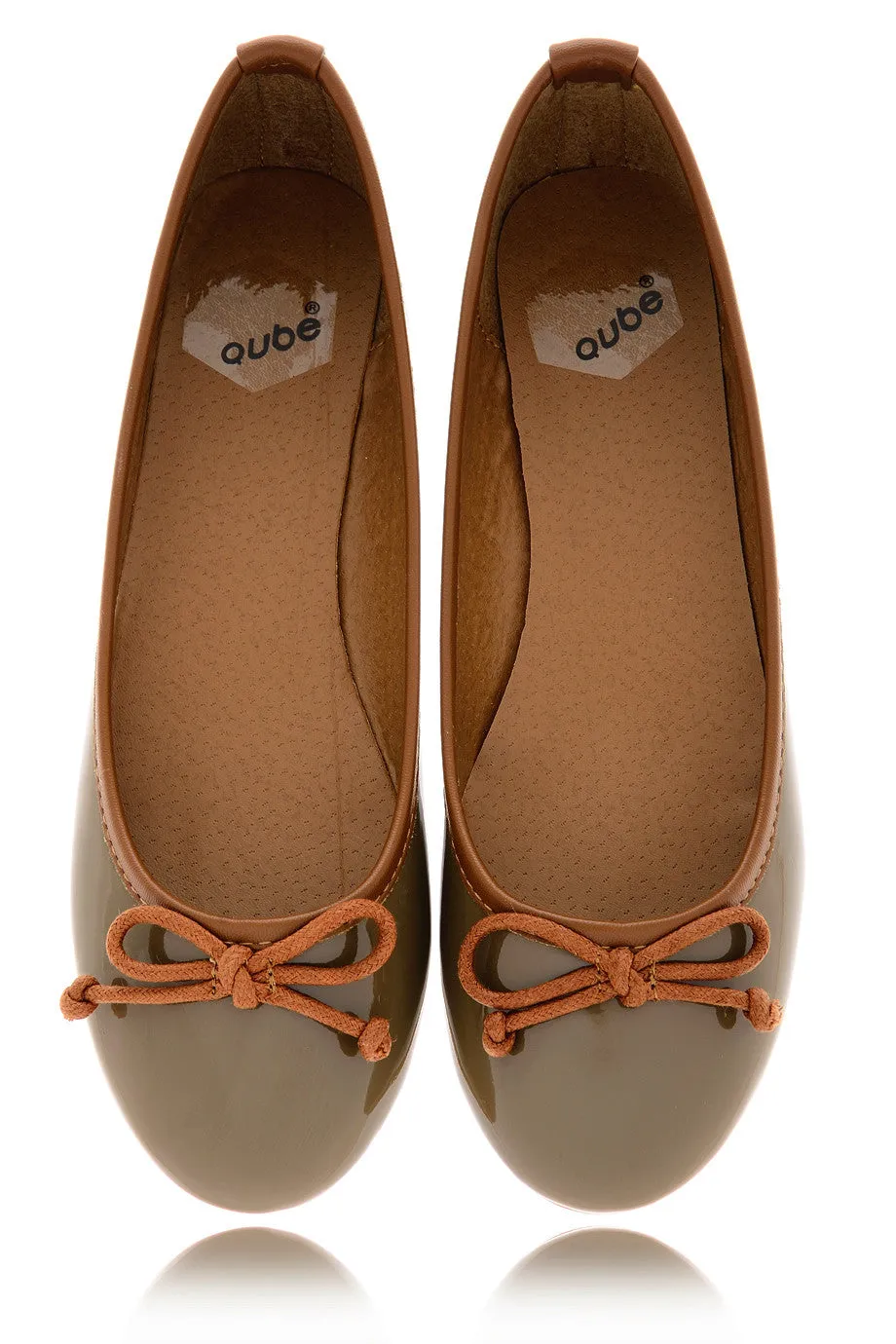 DEUX COULEUR Taupe Patent Ballerinas