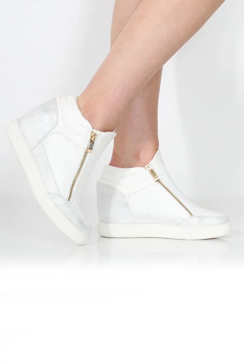 Dina White Wedged Trainers