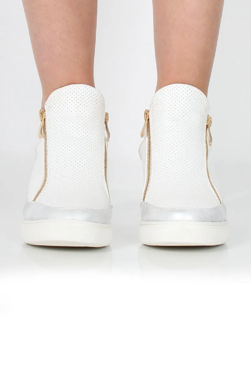 Dina White Wedged Trainers