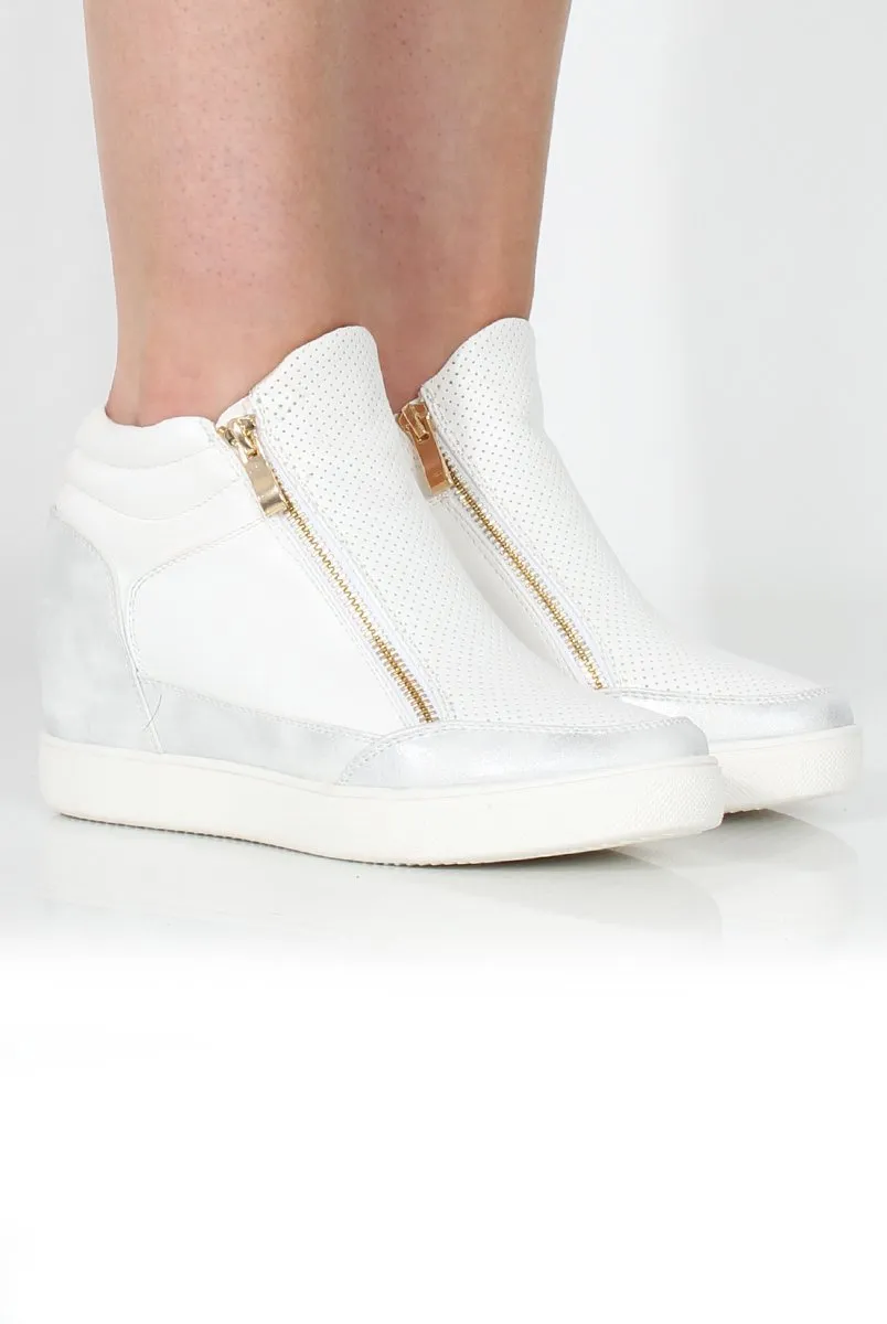 Dina White Wedged Trainers