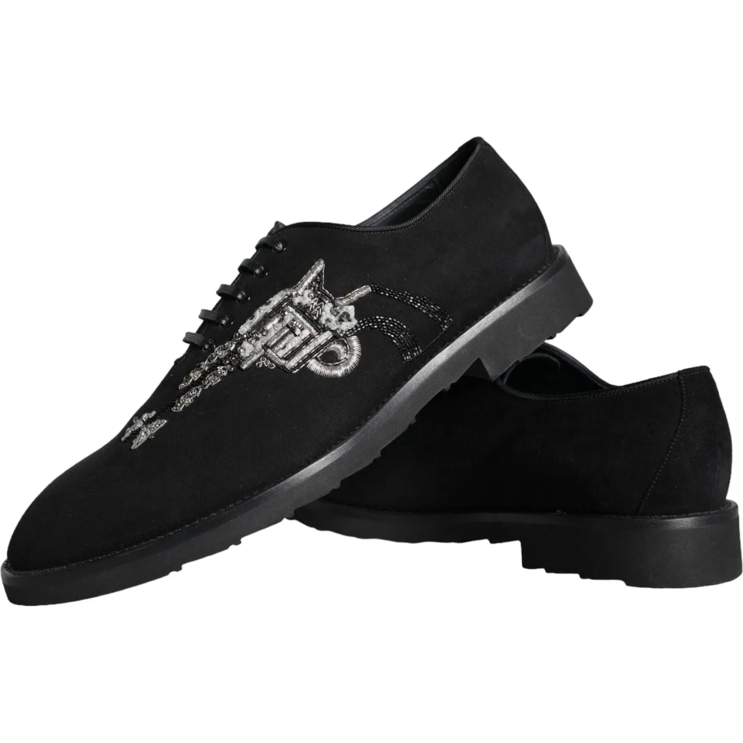 Dolce & Gabbana Black Suede Sicilia Lace Up Formal Shoes