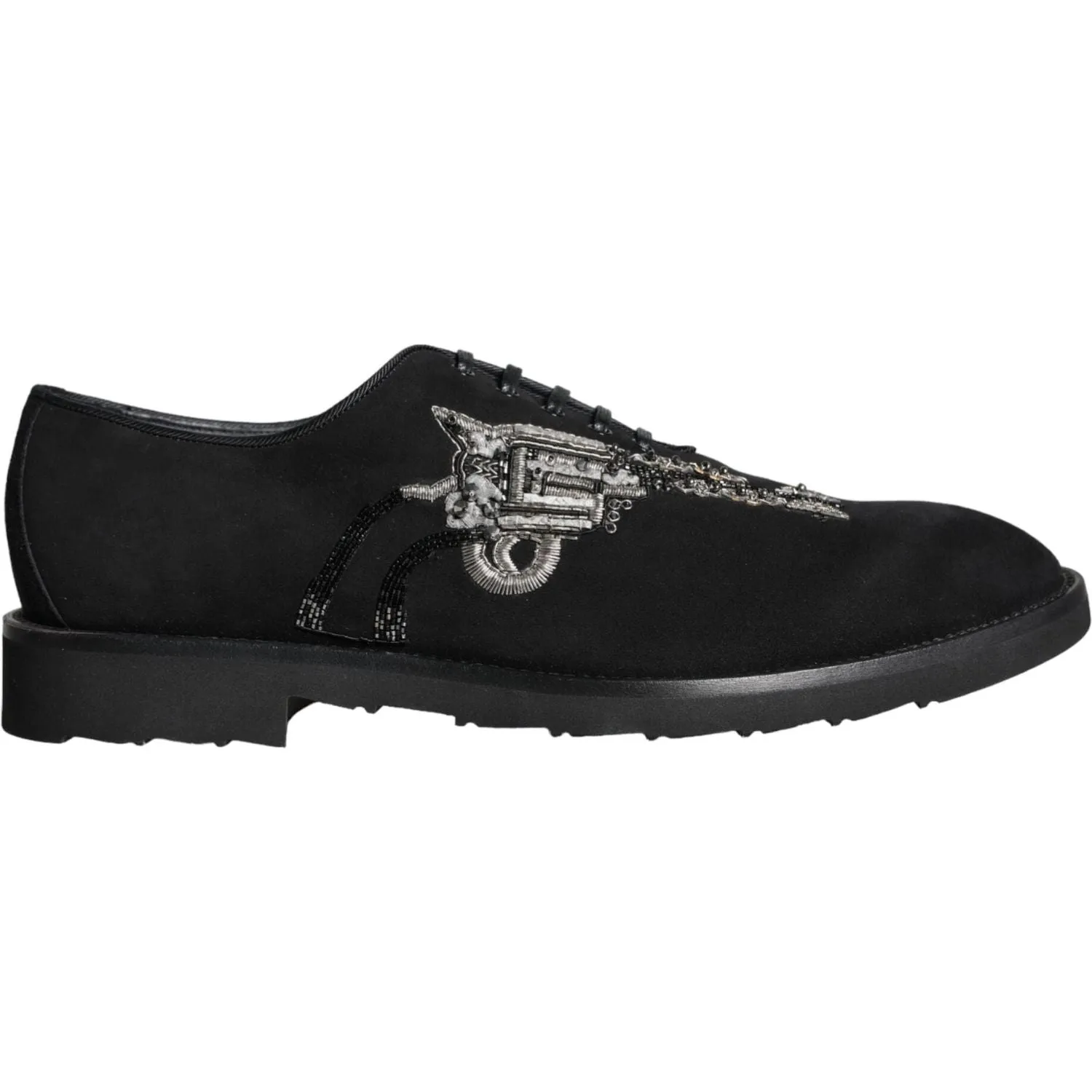 Dolce & Gabbana Black Suede Sicilia Lace Up Formal Shoes