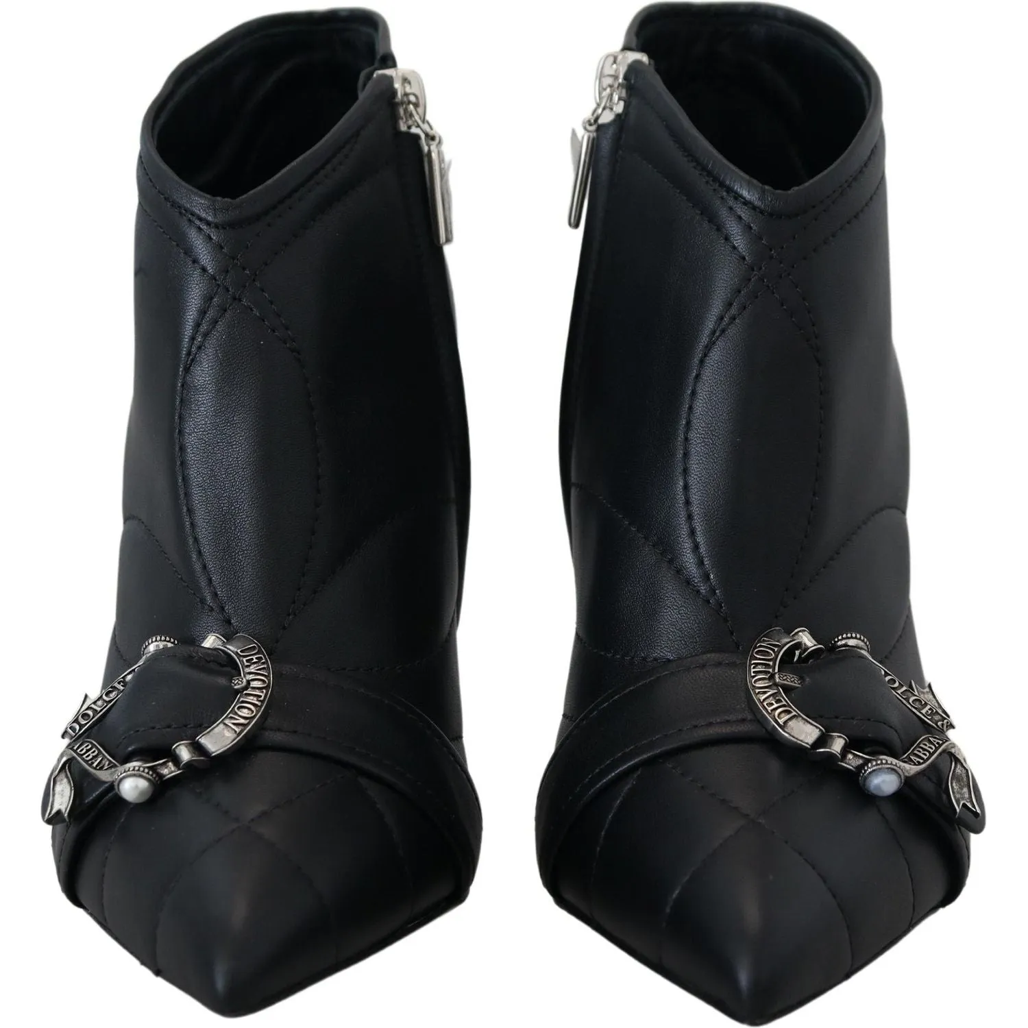 Dolce & Gabbana Elegant Black Quilted Leather Booties