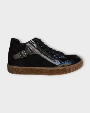 Dorking Women's Deli Lace & Zip Sneakers- Negro/ Plomo