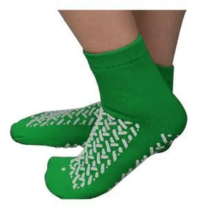 Double Tread Patient Safety Footwear with Terrycloth Interior, 2X-Large, Green