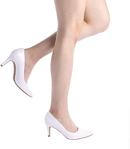 DREAM PAIRS Women's Slip On Low Mid Heels Pointed Closed-Toe Dress Court Shoes