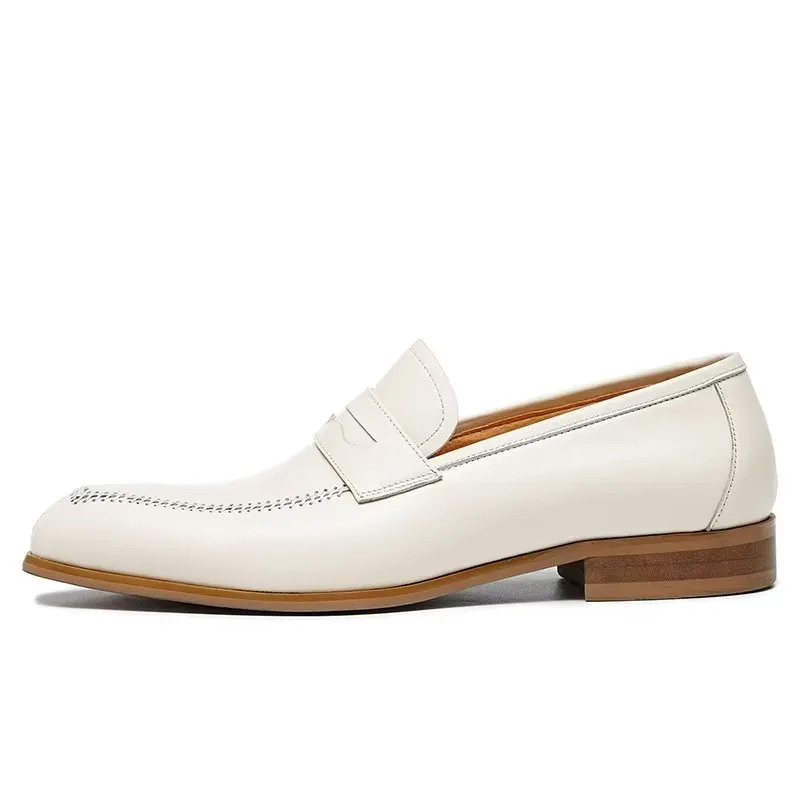 Embossed Elegance Slip-on Square Toe Dress Shoes