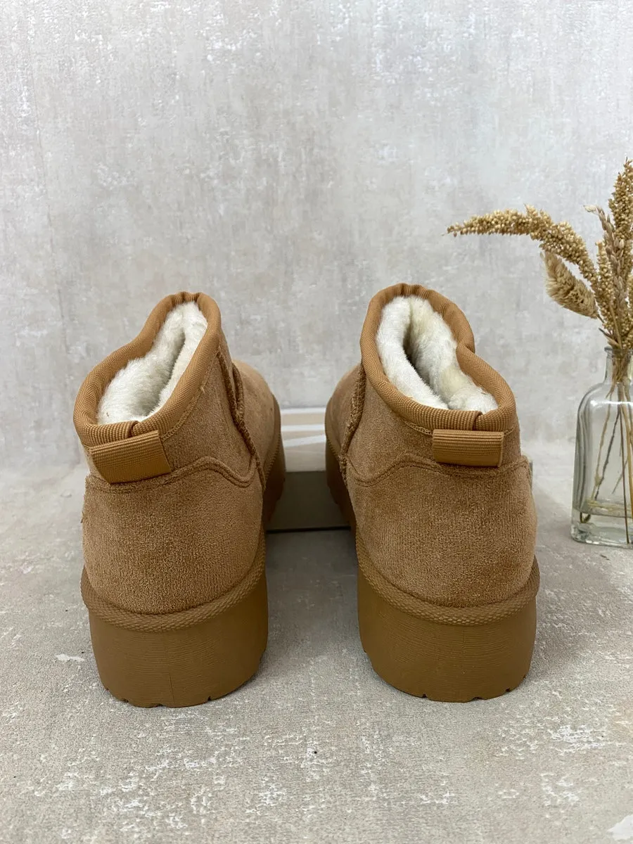 Faux Fur Lined Ankle Platform Kids Mini Boots